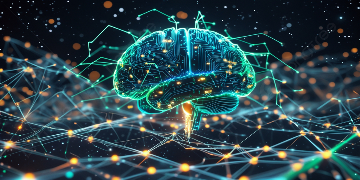 pngtree a glowing digital brain sits above network of vibrant interconnected lines picture image 16417780